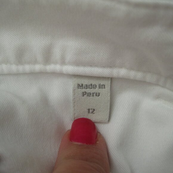 Garnet Hill Cropped Wide-Leg Chinos Size 12 White Khaki Pants Pima Cotton Blend - Picture 13 of 14